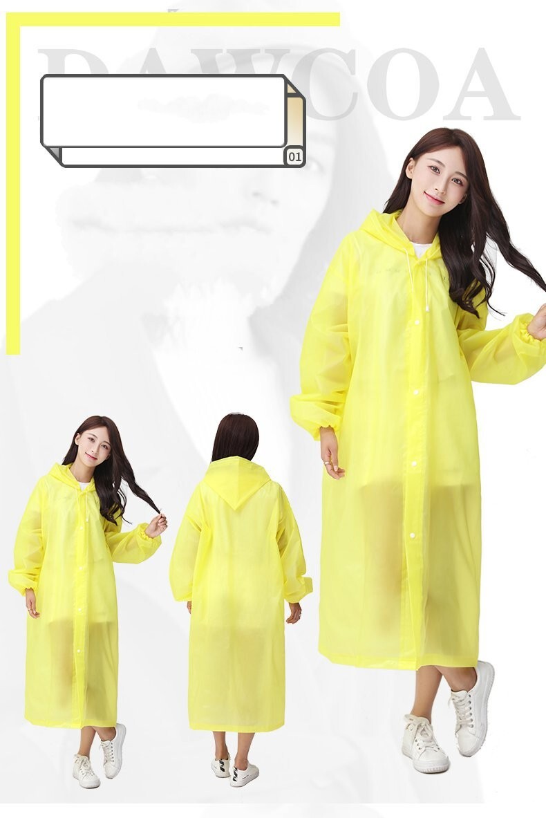 Unisex Adult Waterproof Raincoat Rain Coat Hooded Jacket Poncho Rainwear Camping
