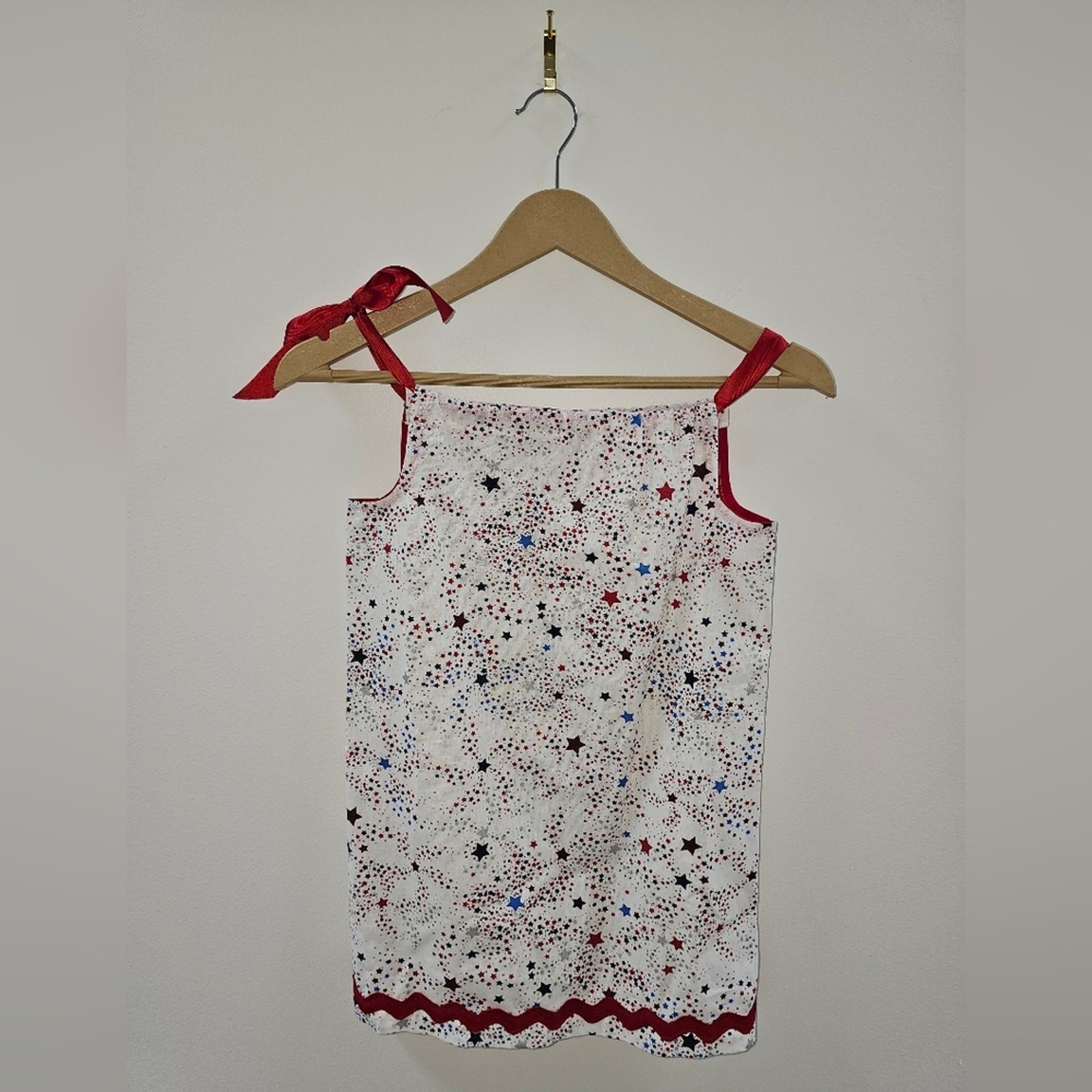 Homemade Sewn Minimalist Americana 4th of July Dress Toddlers Girls 2T