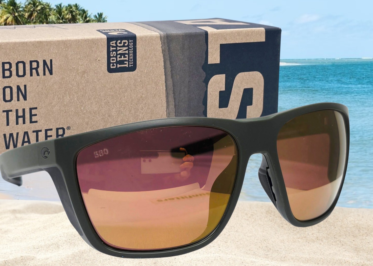 COSTA DEL MAR matte olive/gold mirror FERG XL polarized 580G sunglasses NEW!
