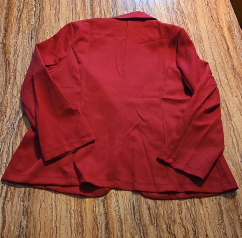 Harper & Lane Red Solid Blazer Jacket w/ Pockets Button Long Sleeve XXL