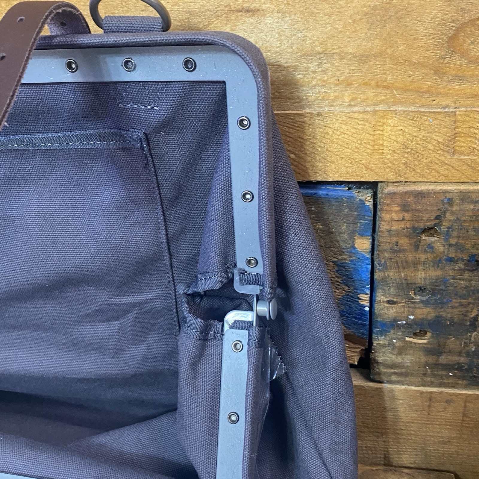 Line Of Trade Blue Weekender Bag 0312 Canvas Duffle Leather Trim Travel Tote 22”