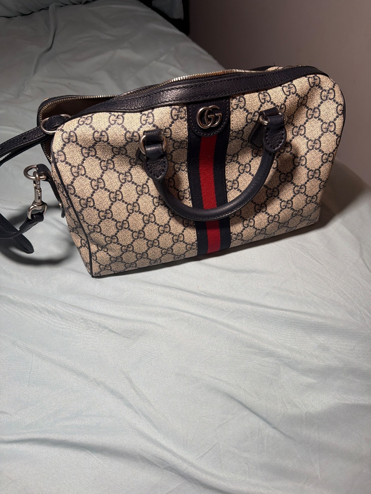 gucci bags authentic shoulder bag blue gg supreme ophidia top handle
