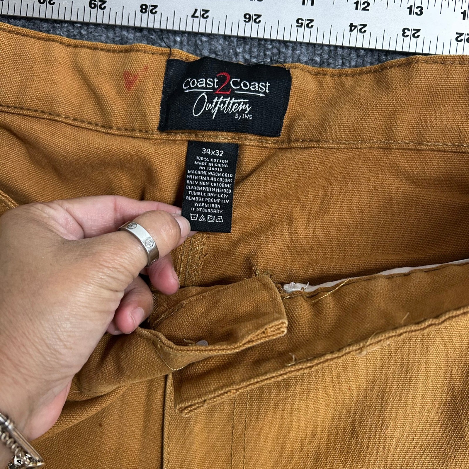 Coast 2 Coast Outfitters Pants Mens 34×32 Brown Canvas Workwear Straight Fit