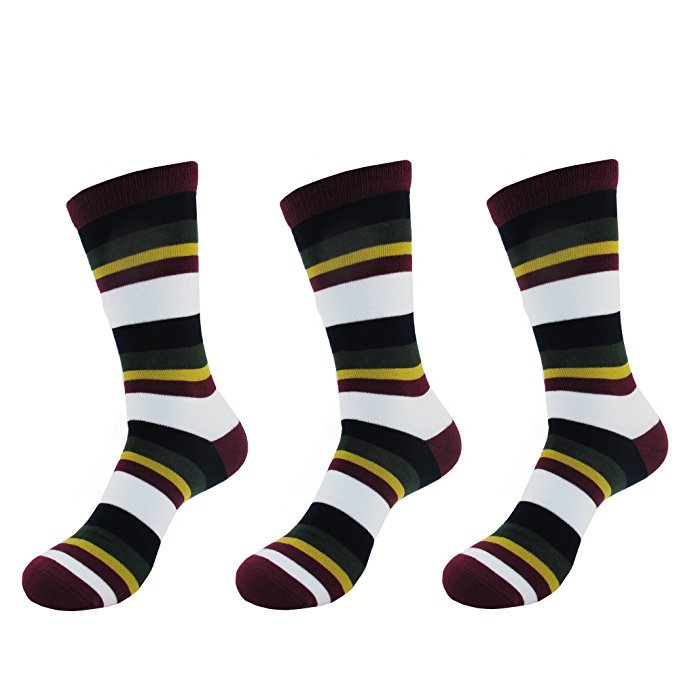 Men’s Rayon from Bamboo Casual Dress Striped Socks – 3 Pair Value – Color 03