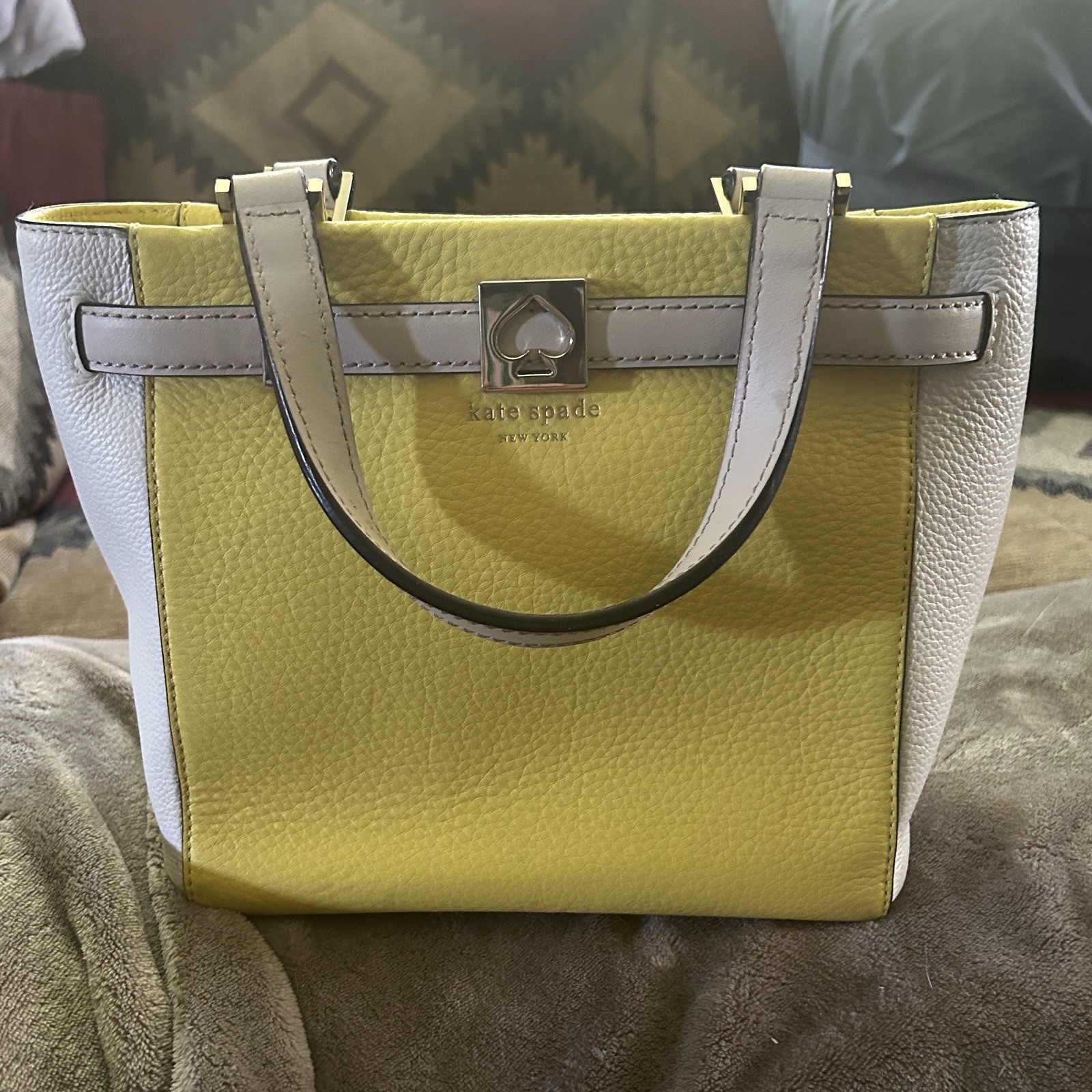 Kate Spade Yellow/Beige Leather Handbag