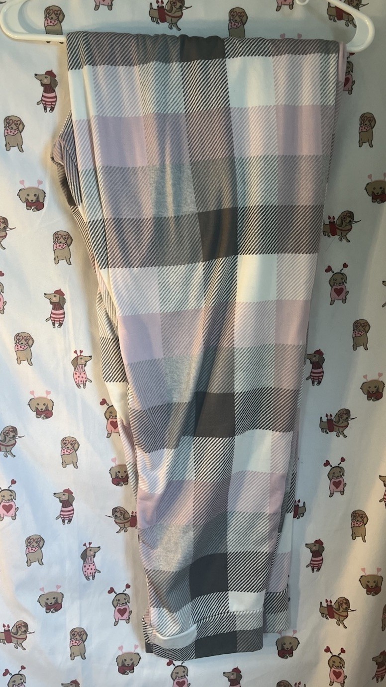 EUC Cuddle Duds Soft Womens XXL Pink Plaid Pajama Pants With Tie Pocket Pants