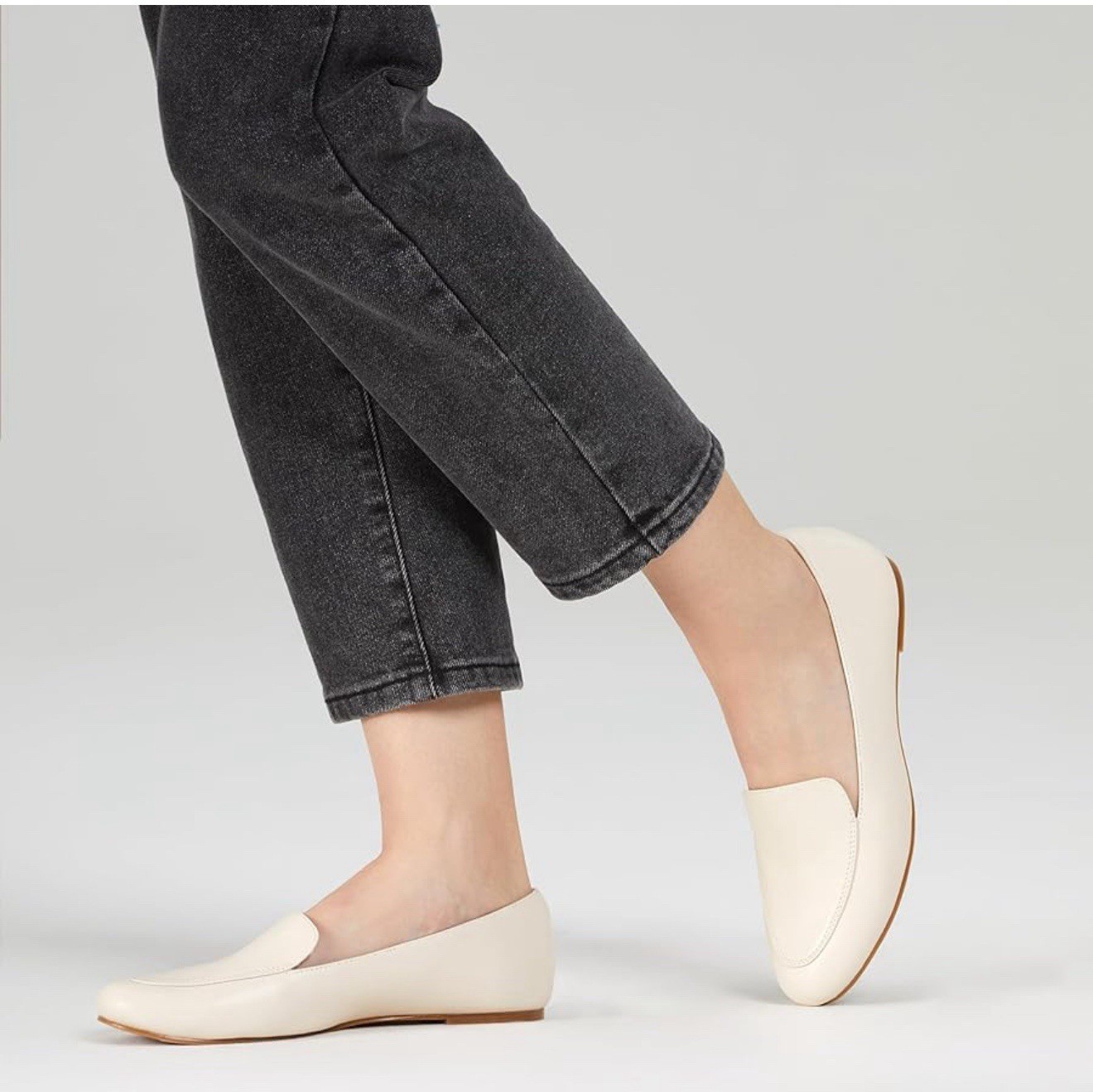 HEEZ Women’s Loafers, slip-on, Ivory,Flexible Anti-Slip TPR Outsole, Foam Insole