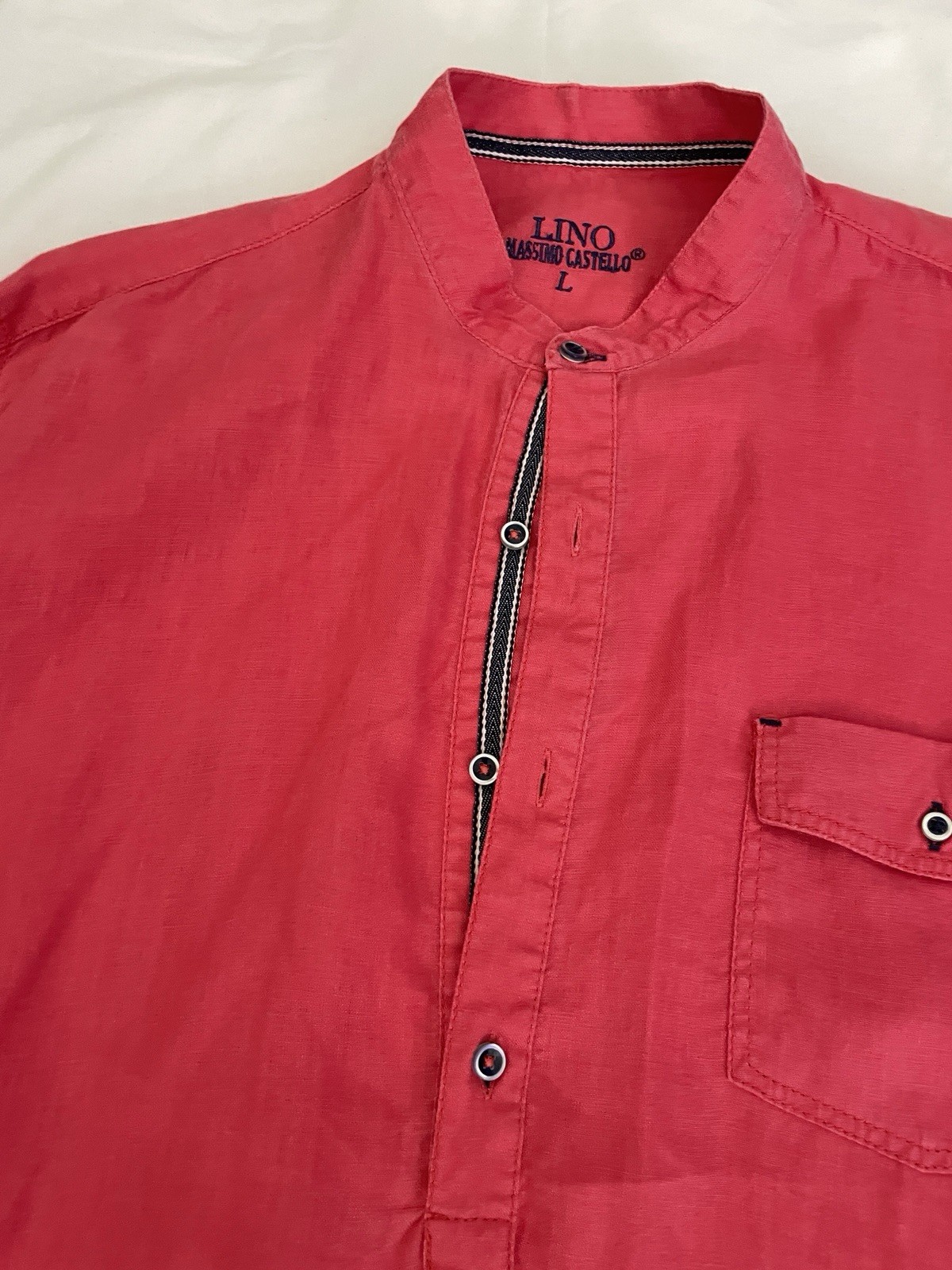 Massimo Castello 100% Linen Fushia Color Long Sleeved Men’s Shirt Size Large