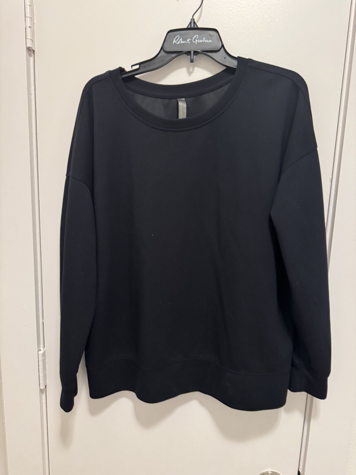 MONDETTA Sweatshirt Womens XL Black Performance Modal Long Sleeve Crew Neck