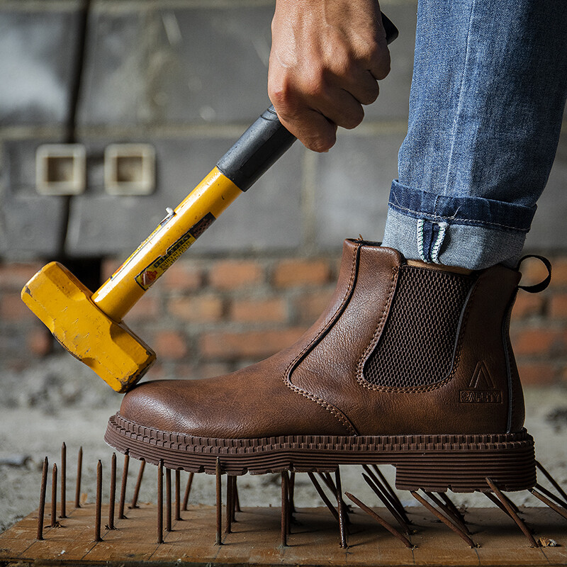 Waterproof Work Boots for Men Slip-on Steel Toe Safety Shoes Sneakers Anti-slip