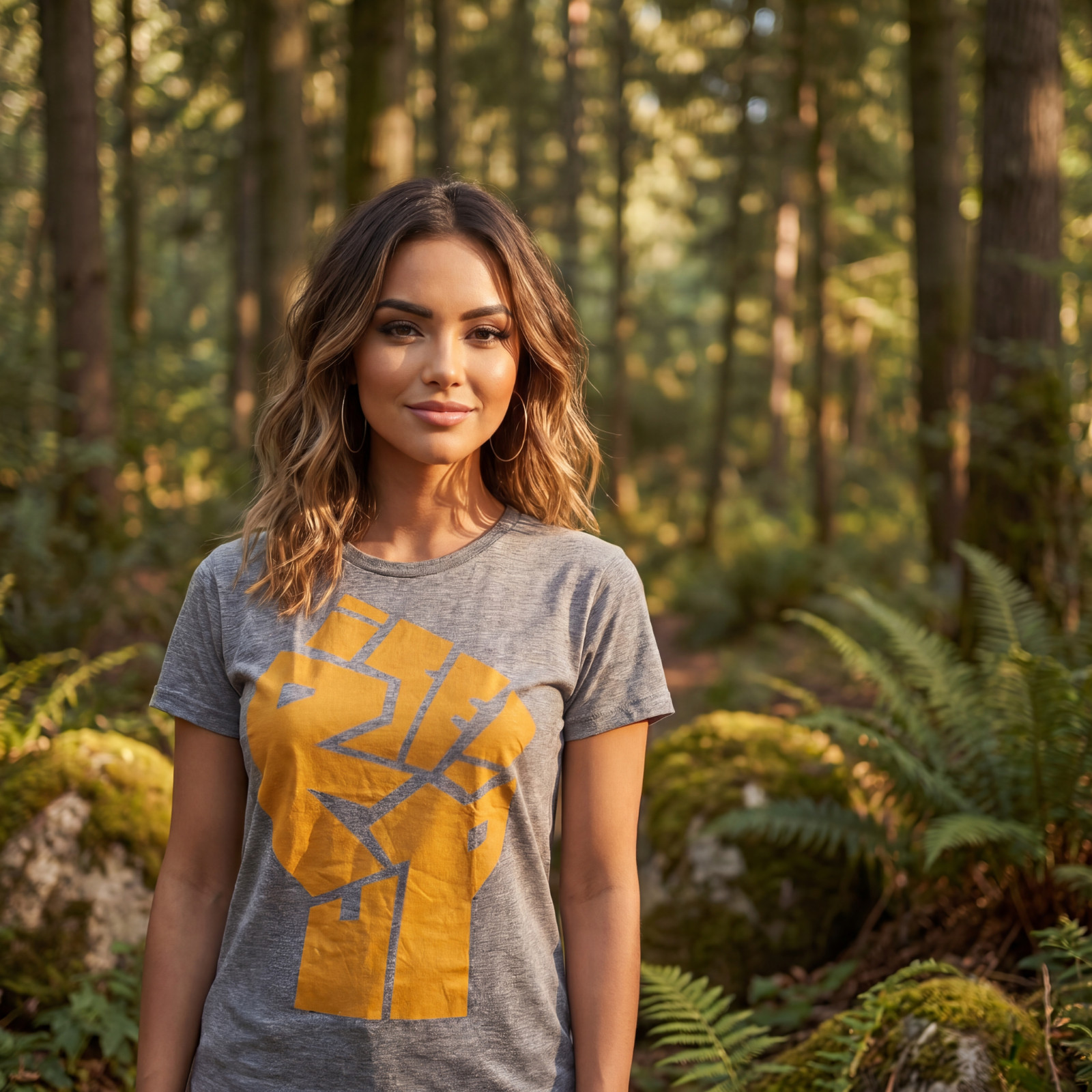 Rise Up! Fist Painted Tee: 100% Organic Cotton T Shirt for Women: S