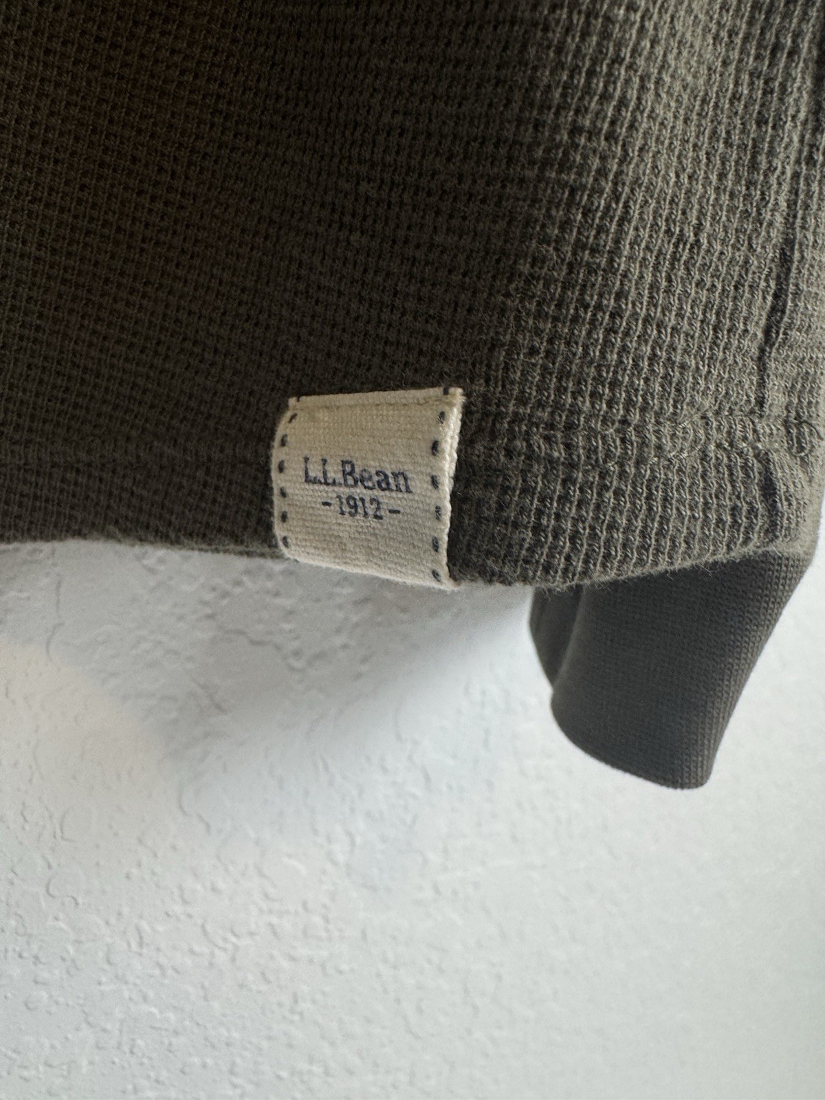 L.L. Bean Olive Green Crew Neck Thermal Pullover Tee Long Sleeves Base Layer L