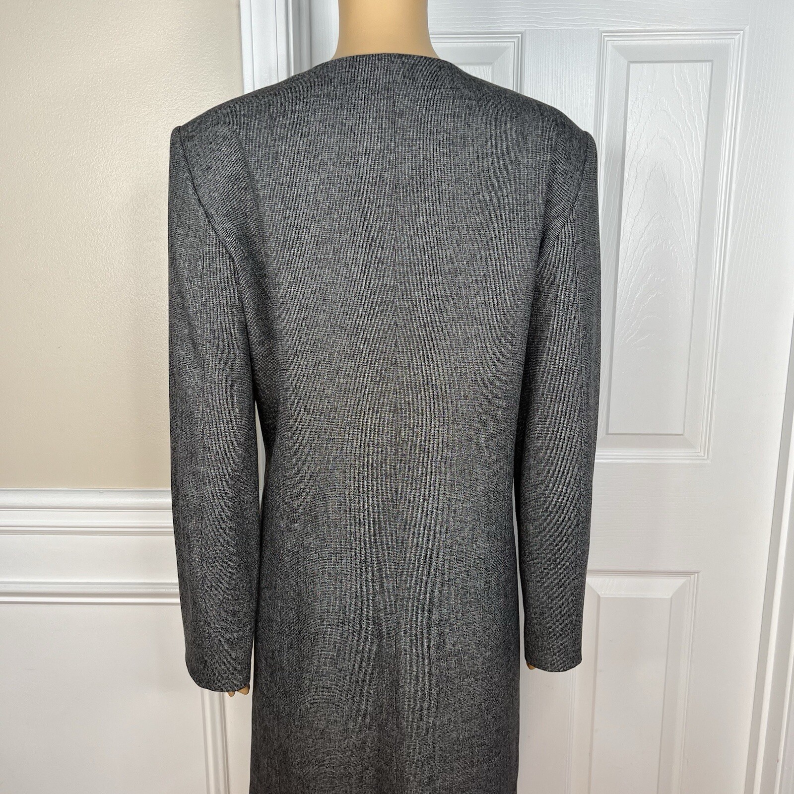 Calvin Klein Polyester Rayon Spandex Blazer Size 10 Gray Collarless Mid Length