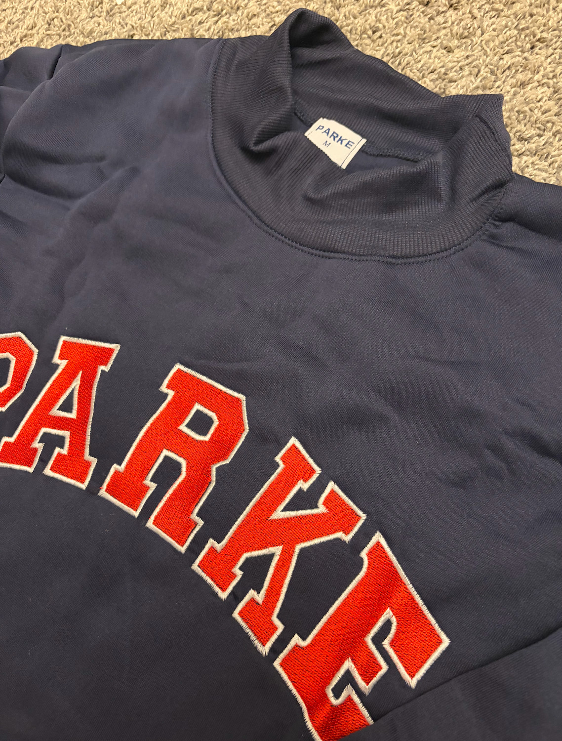 💙 Parke Mockneck Sweatshirt Coastal Varsity Blue New Fast USA Shipping 🇺🇸