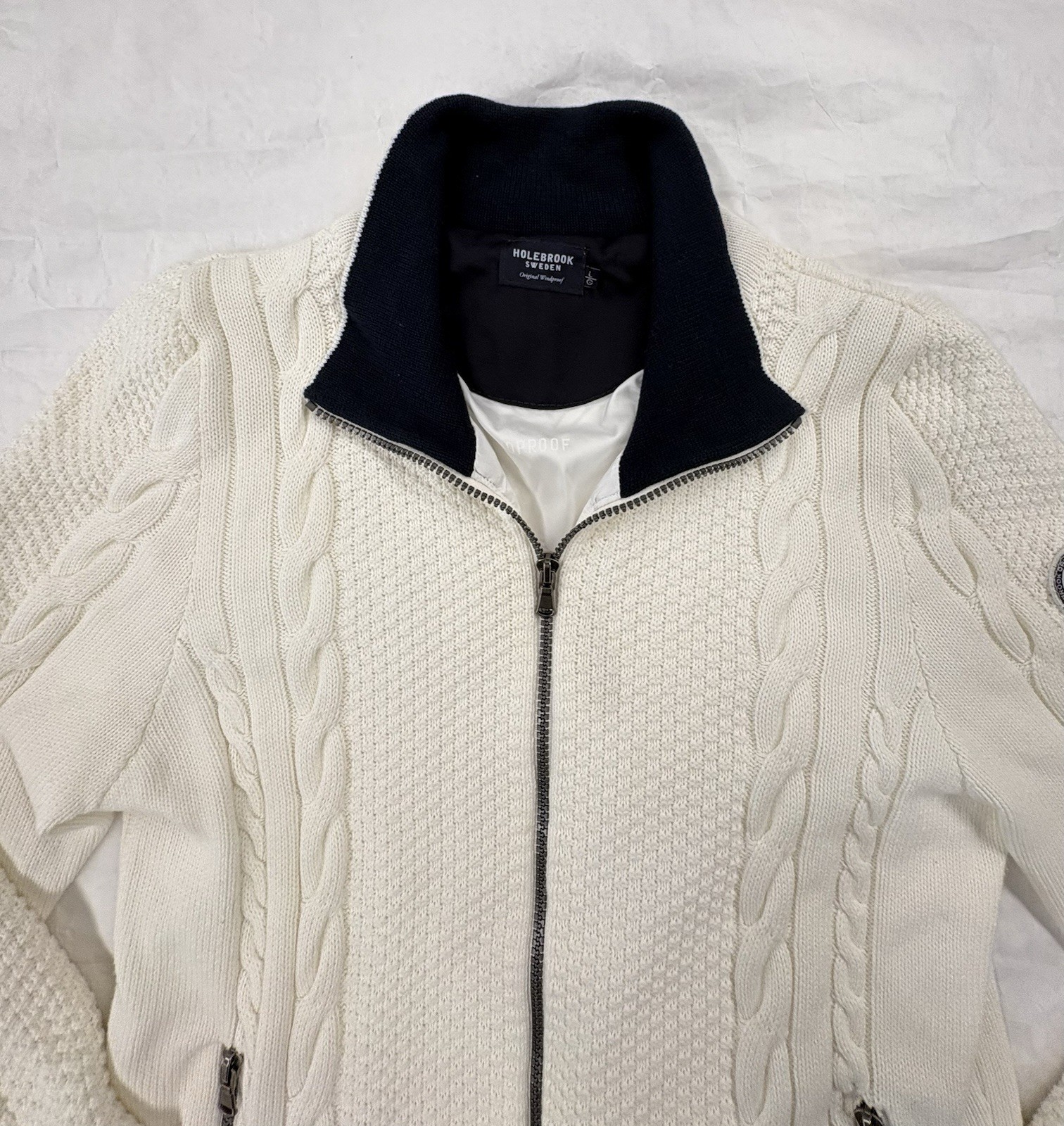 Holebrook Sweden Women’s Windproof Full Zip Sweater Jacket Organic Cotton Large