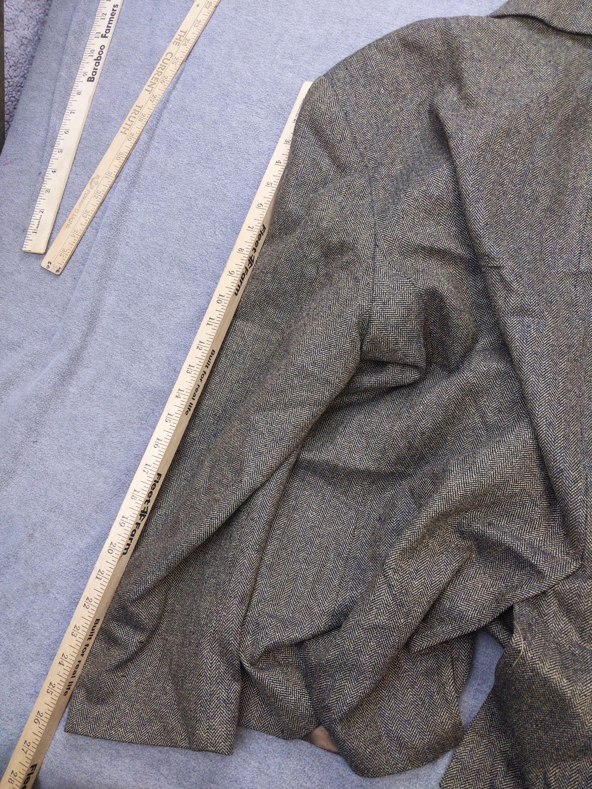 Tailors Row By Deansgate Blazer Mens 48 Brown Silk Wool Herringbone Sport Coat