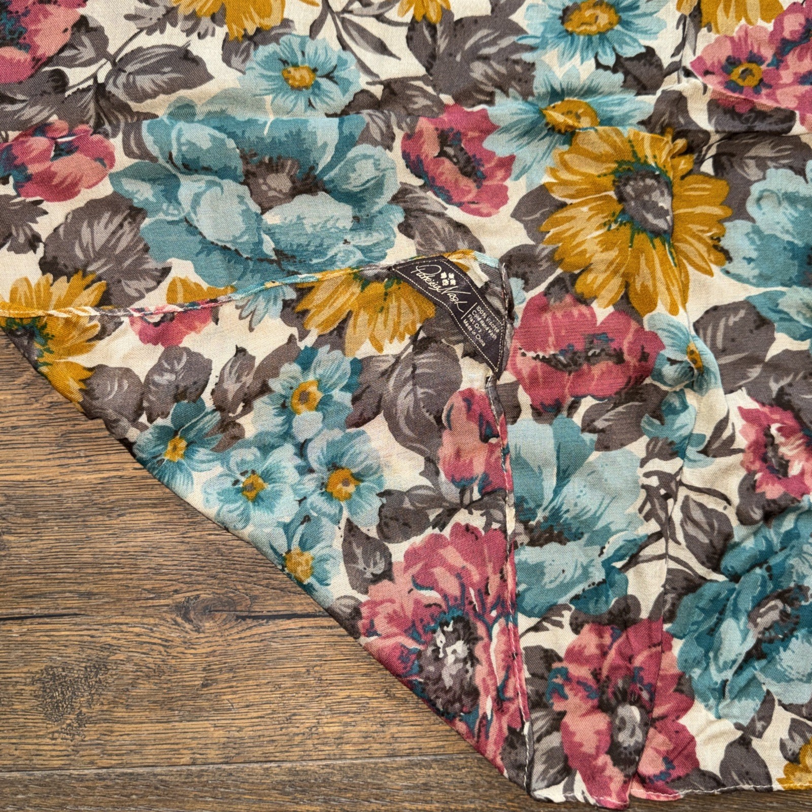 Patricia Nash Floral Square Scarf Viscose Spring Autumn -Handbag Handle Tie