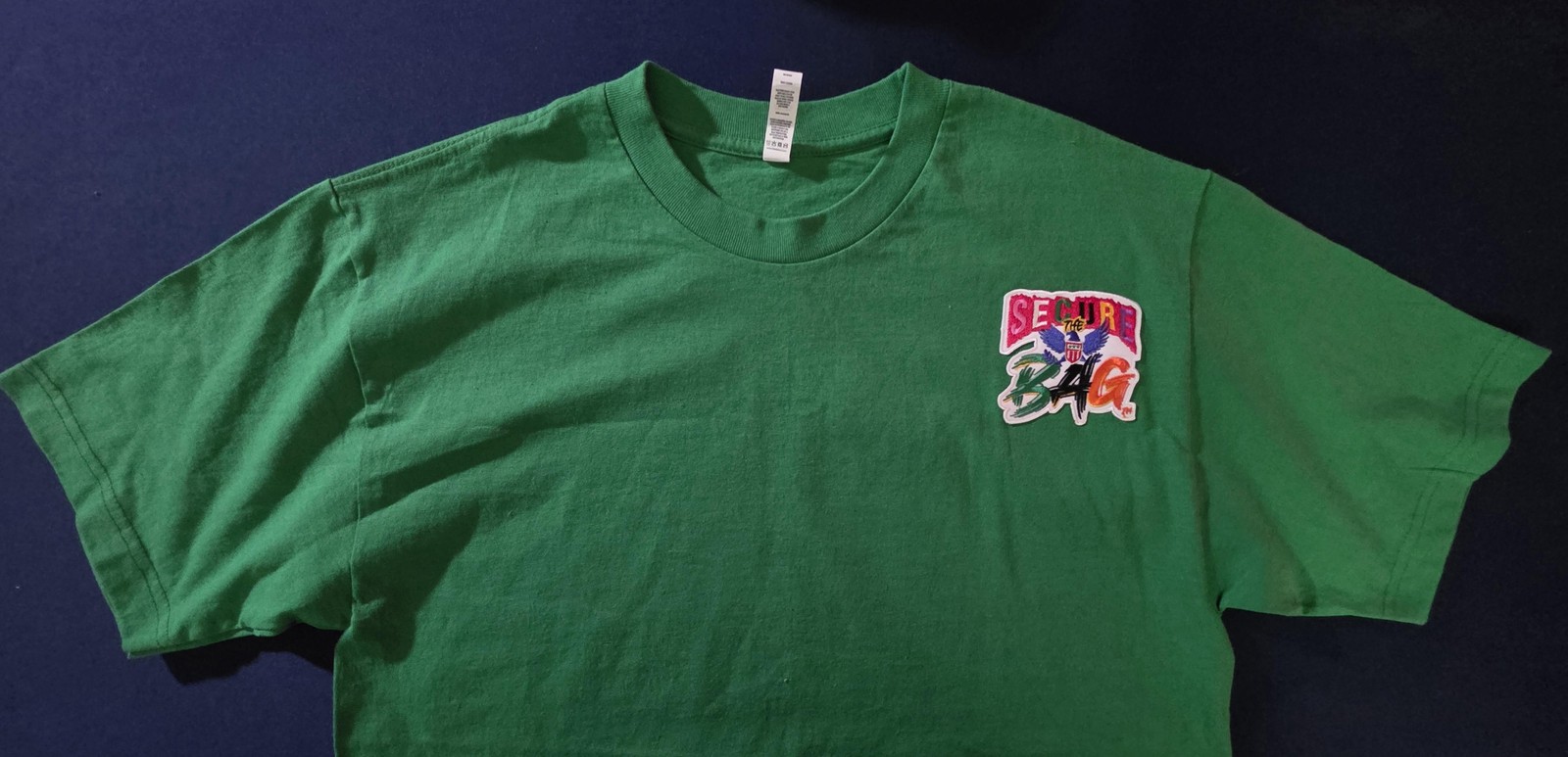 Secure The Bag Tee Styled Shirt Mens Large Green Embroidered Streetwear Tee