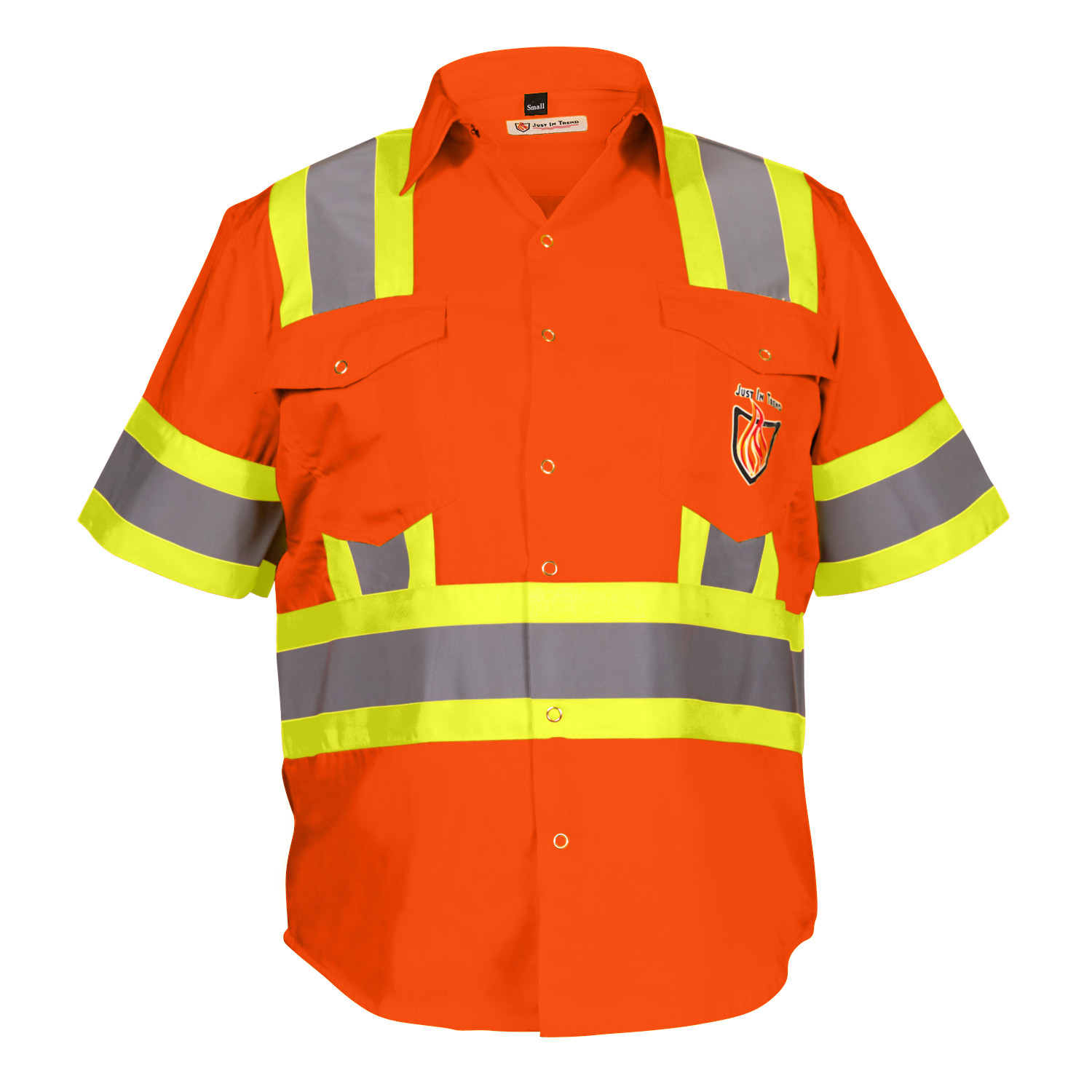 Premium Class 3 High Visibility Hi Vis Safety Shirt – Half Sleeve-65% C35% N-6oz