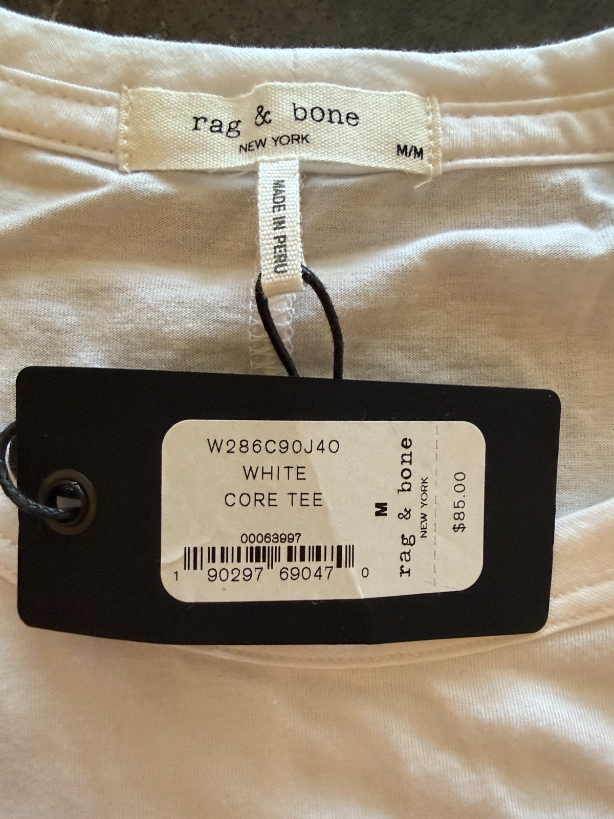 Rag & Bone Classic White Crewneck Core Tee Short Sleeve T Shirt Size M NWT