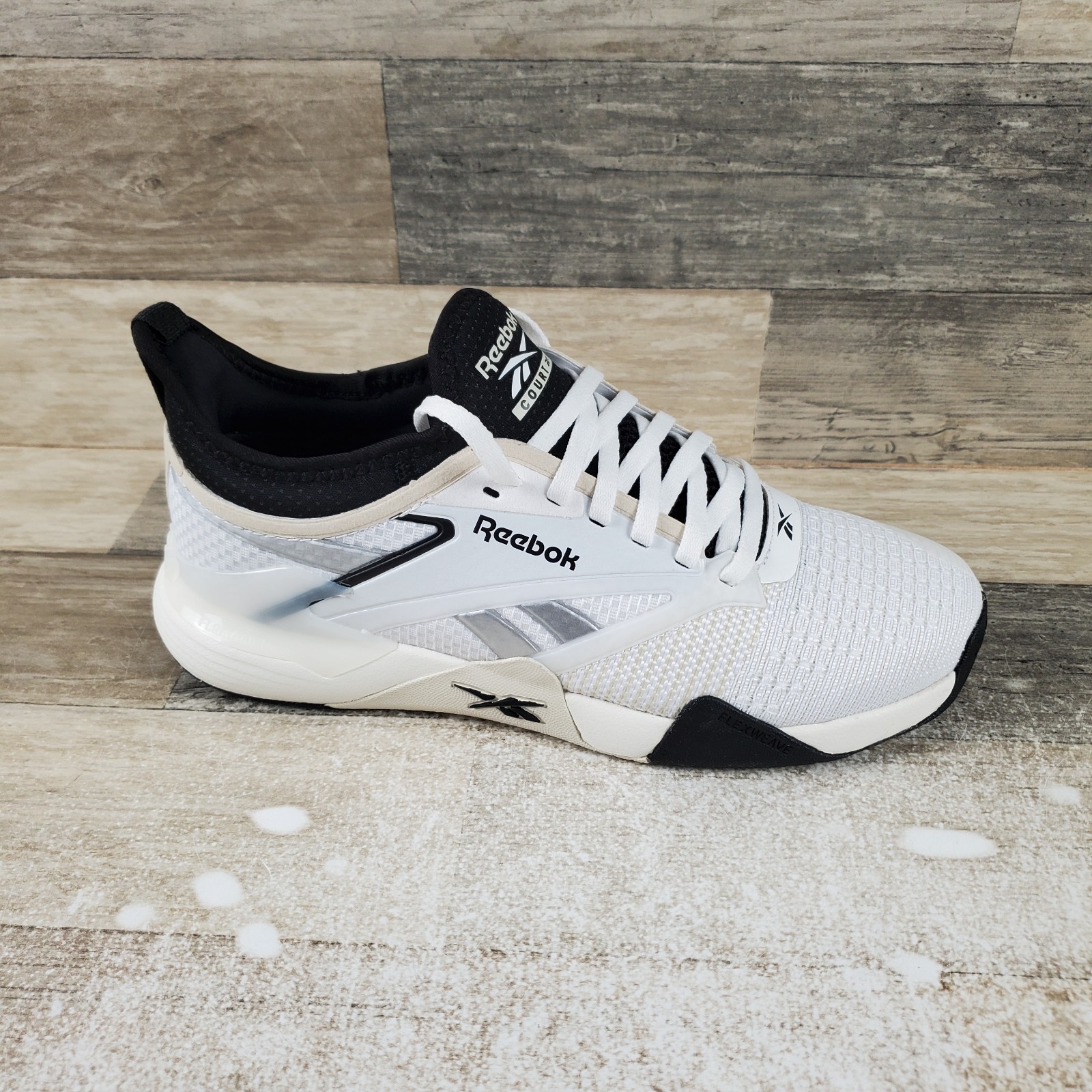 Reebok Nano Court Mens Shoes Sz 7.5 Running Athletic White Black Lace-Up Sneaker