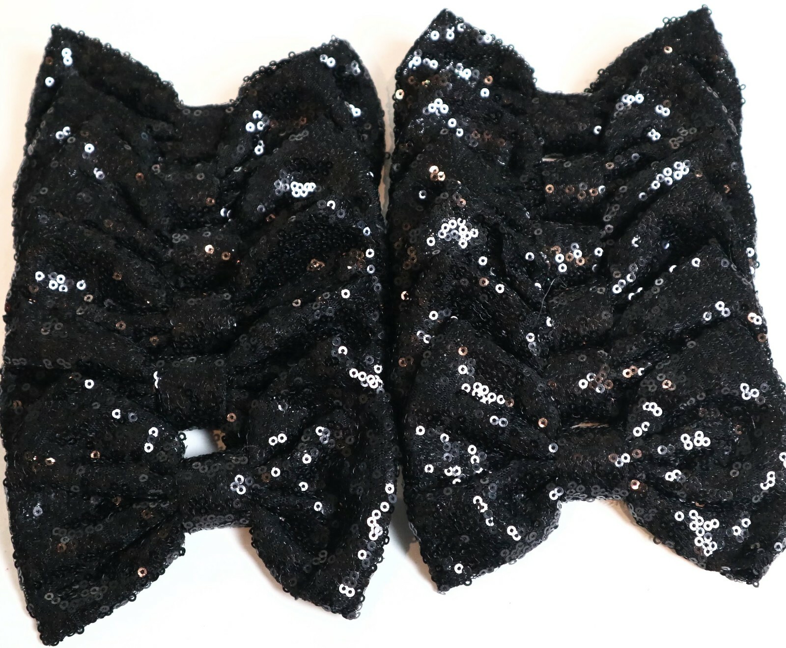 Set of 12 Large 5 inches Black Sequin Bows,DIY Wholesale Bows / NO CLIP