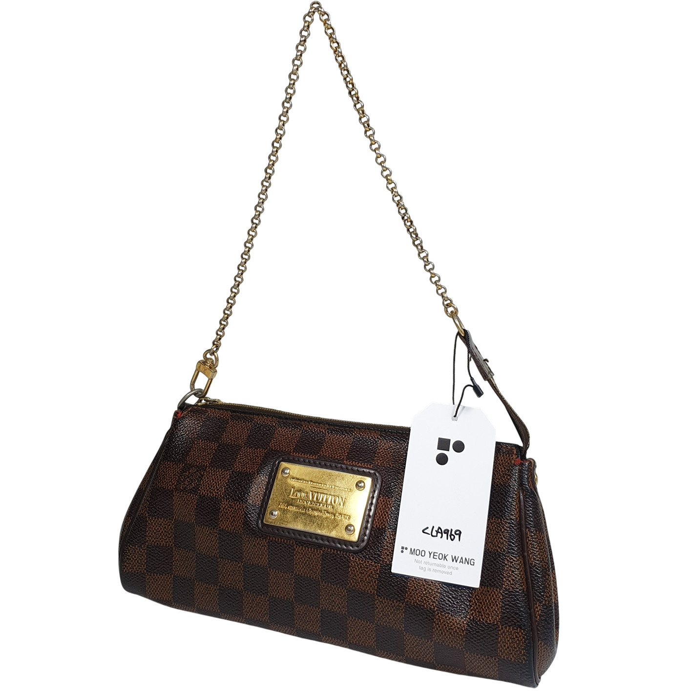 NO TARIFF Auth Louis Vuitton Eva Clutch Damier Ebene N55213 No Shoulder CLA969