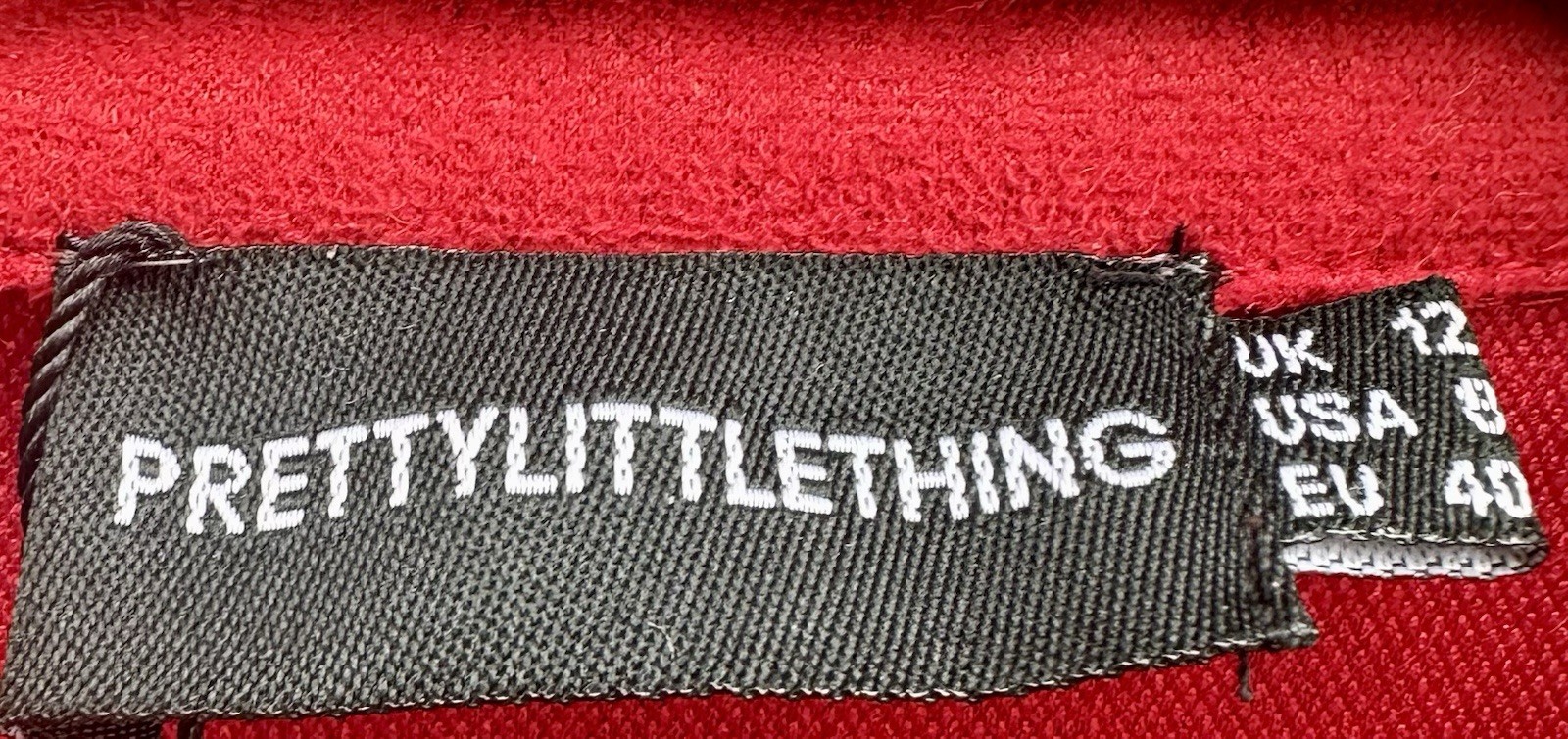 PrettyLittleThing Red Biker Jacket Belted Zip Buckle Women’s Size 12