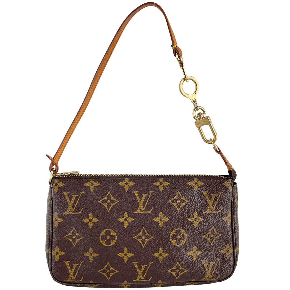 Louis Vuitton Monogram Pochette Accessoires Leather Fabric Brown Handbag 4742