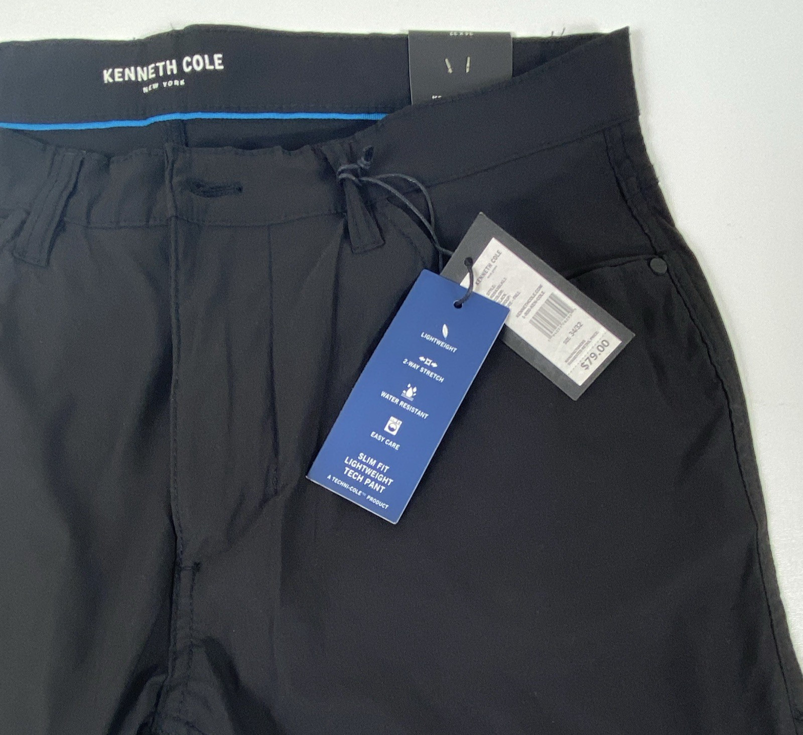 Kenneth Cole New York TECHNI-COLE Slim Fit Lightweight Tech Pants Black 34