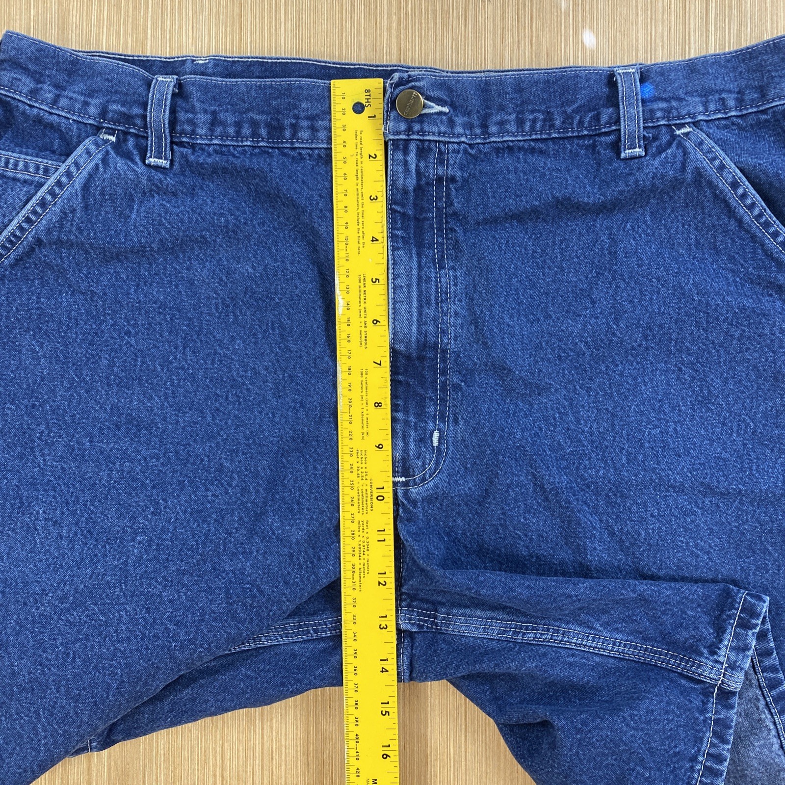 Carhartt Shorts Mens 42 Blue Jeans Denim B28 DST Carpenter Hammer Loop Workwear