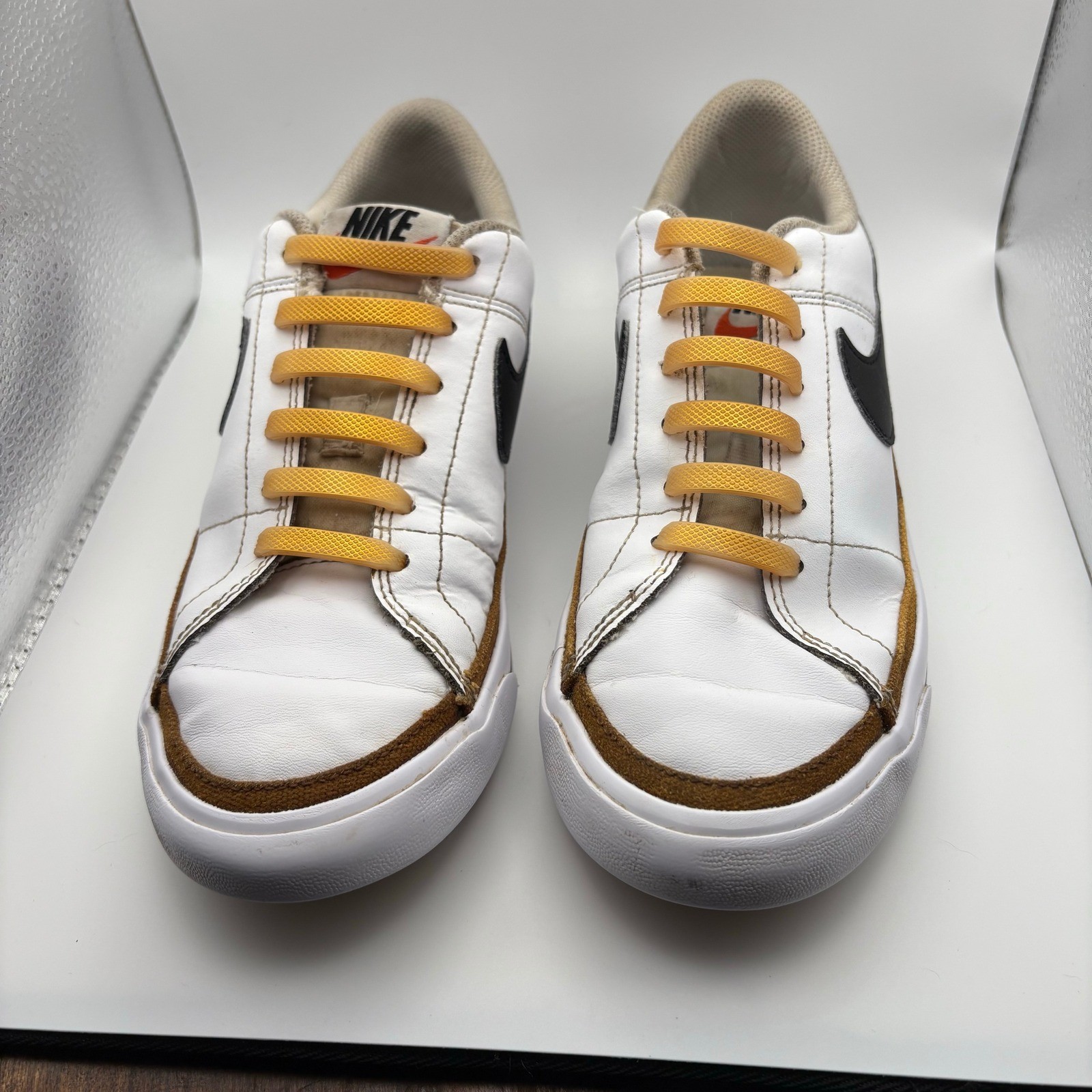 Nike Court Legacy White Black Mustard Yellow DA5380-102 Womens 5 Kids 5Y