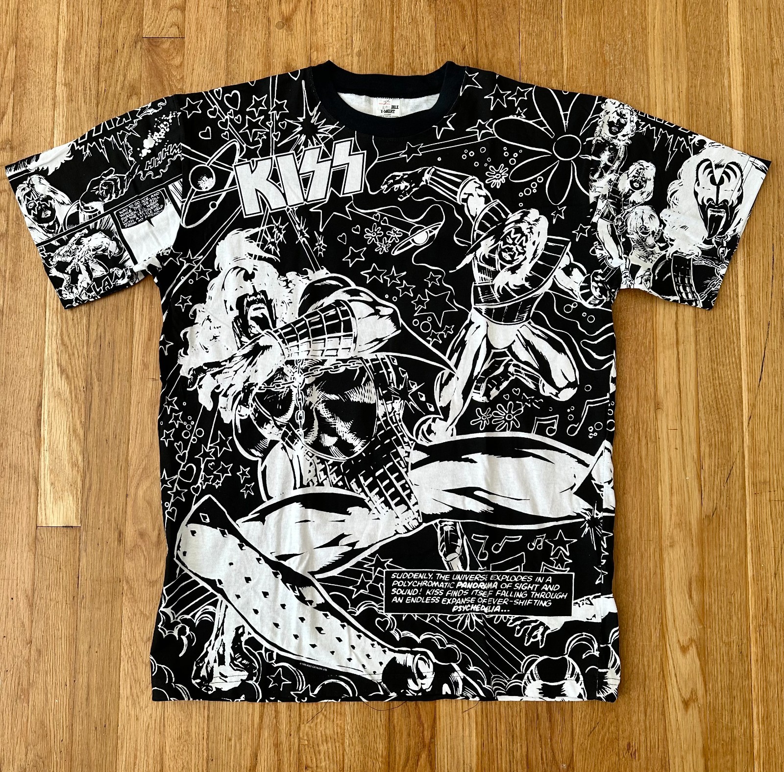Vintage 1995 KISS x Todd McFarlane Marvel All Over Print Tee DS Unworn RARE XL