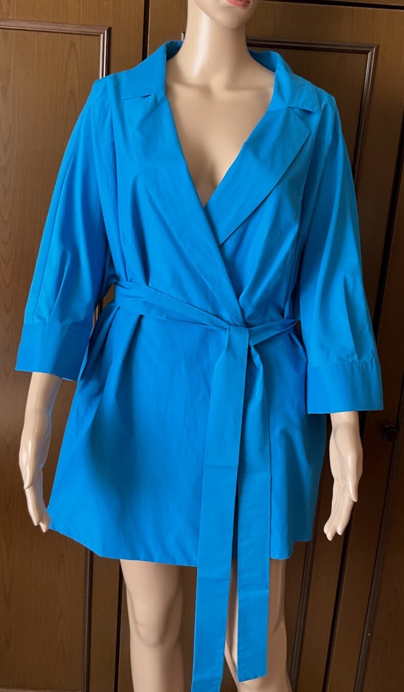 MARINA RINALDI Women’s Cotton Cardigan, Blue Color, Size IT 52 DE 46 US 16GB 20