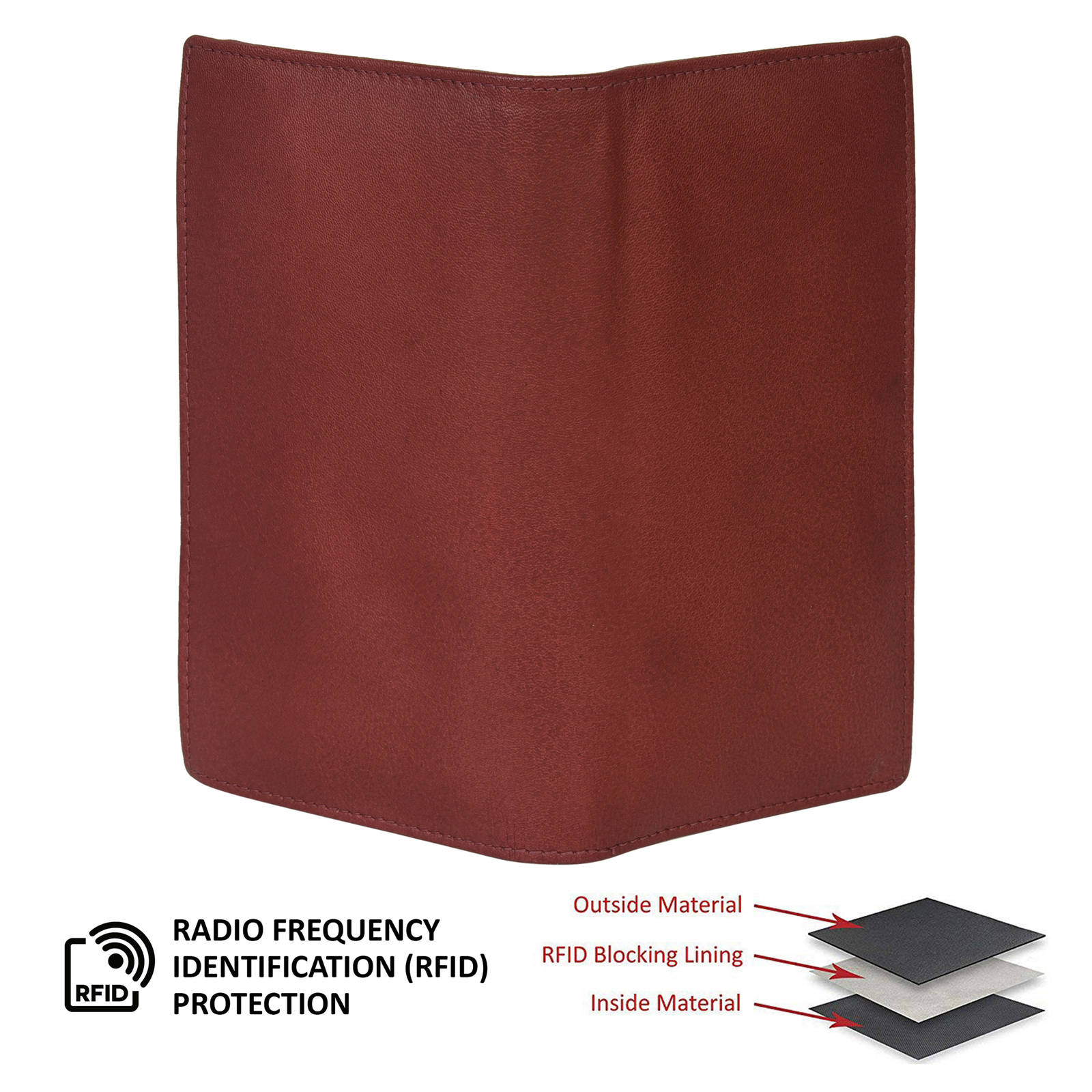 Leatherboss Genuine Leather Checkbook Credit Card Holder, Brown