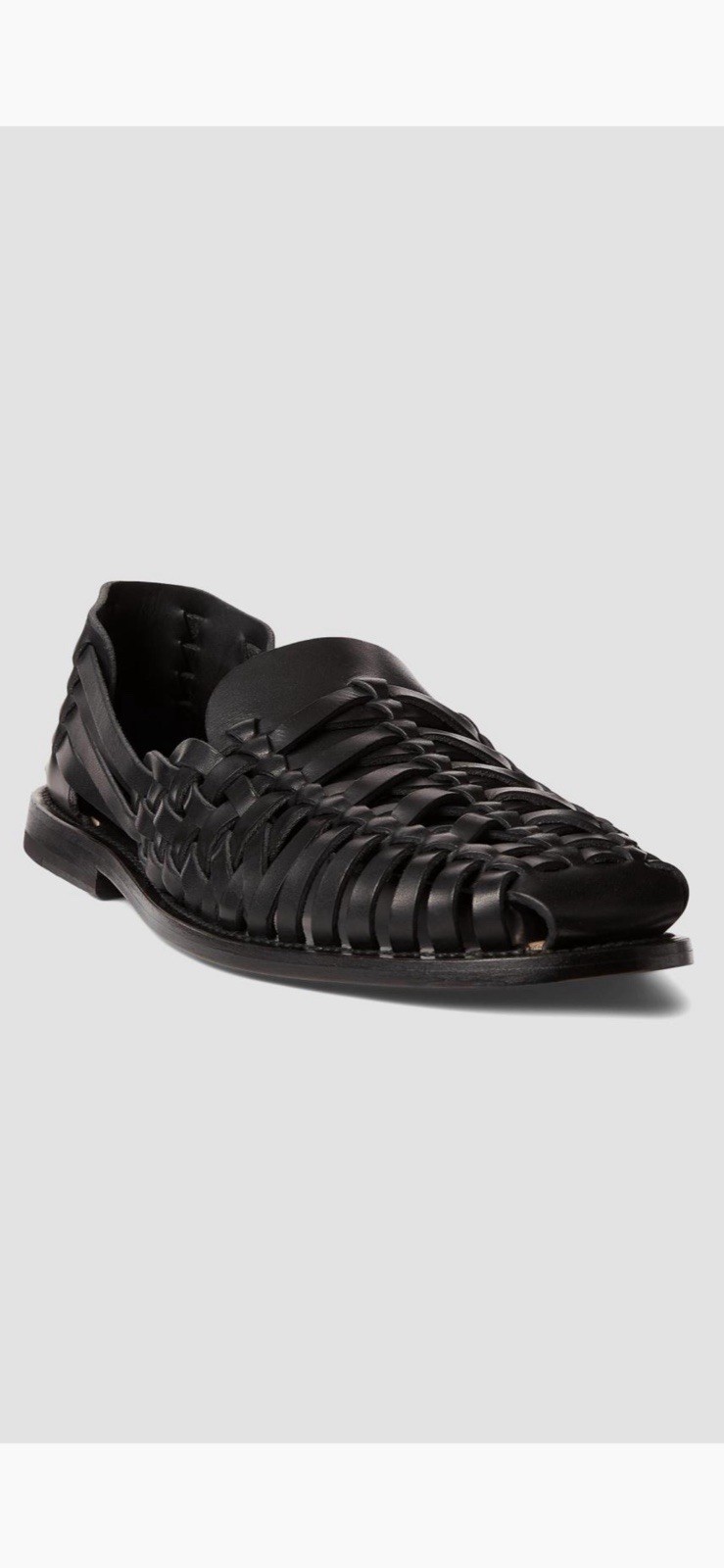 Ralph Lauren Purple Label Loafer Black Leather Woven Slip-On Men’s US 8