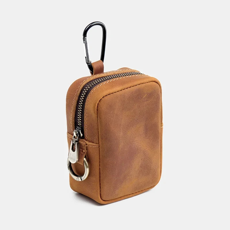 Vintage Distressed PU Leather Hook Multi-Color Key Coin Pouch Wallet Case Bag