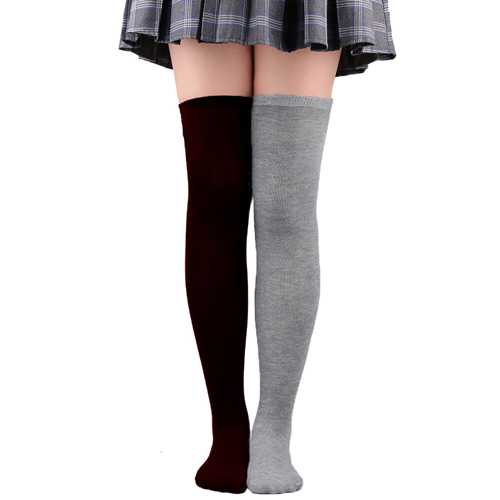 Soft Ladies Top Stay Up Extra Contrast Long Socks Thigh High Over the Knee Socks