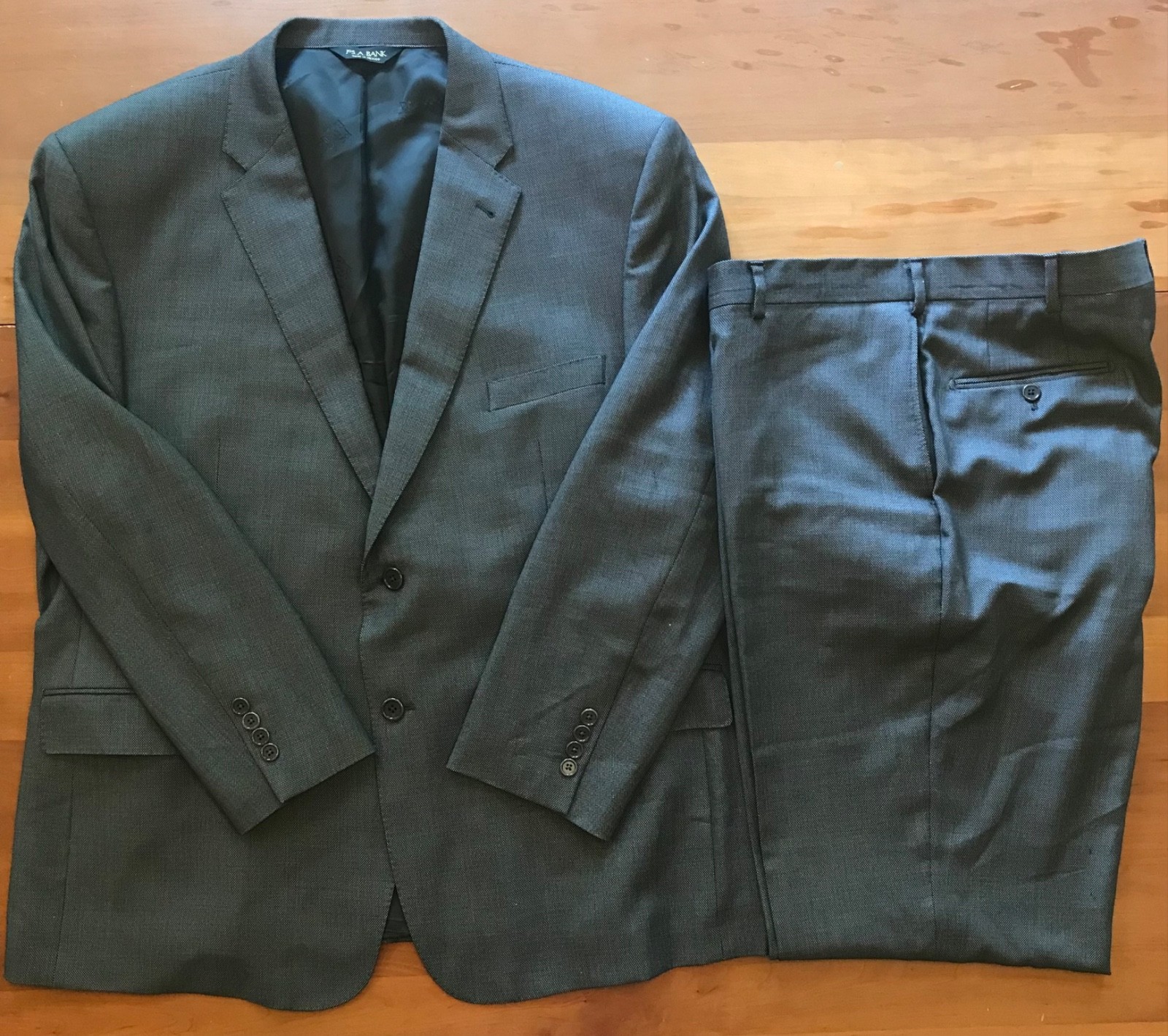 Jos A Bank Signature Gold 50R Mens Olive Brown Nailhead Wool 2 Piece Suit 45W