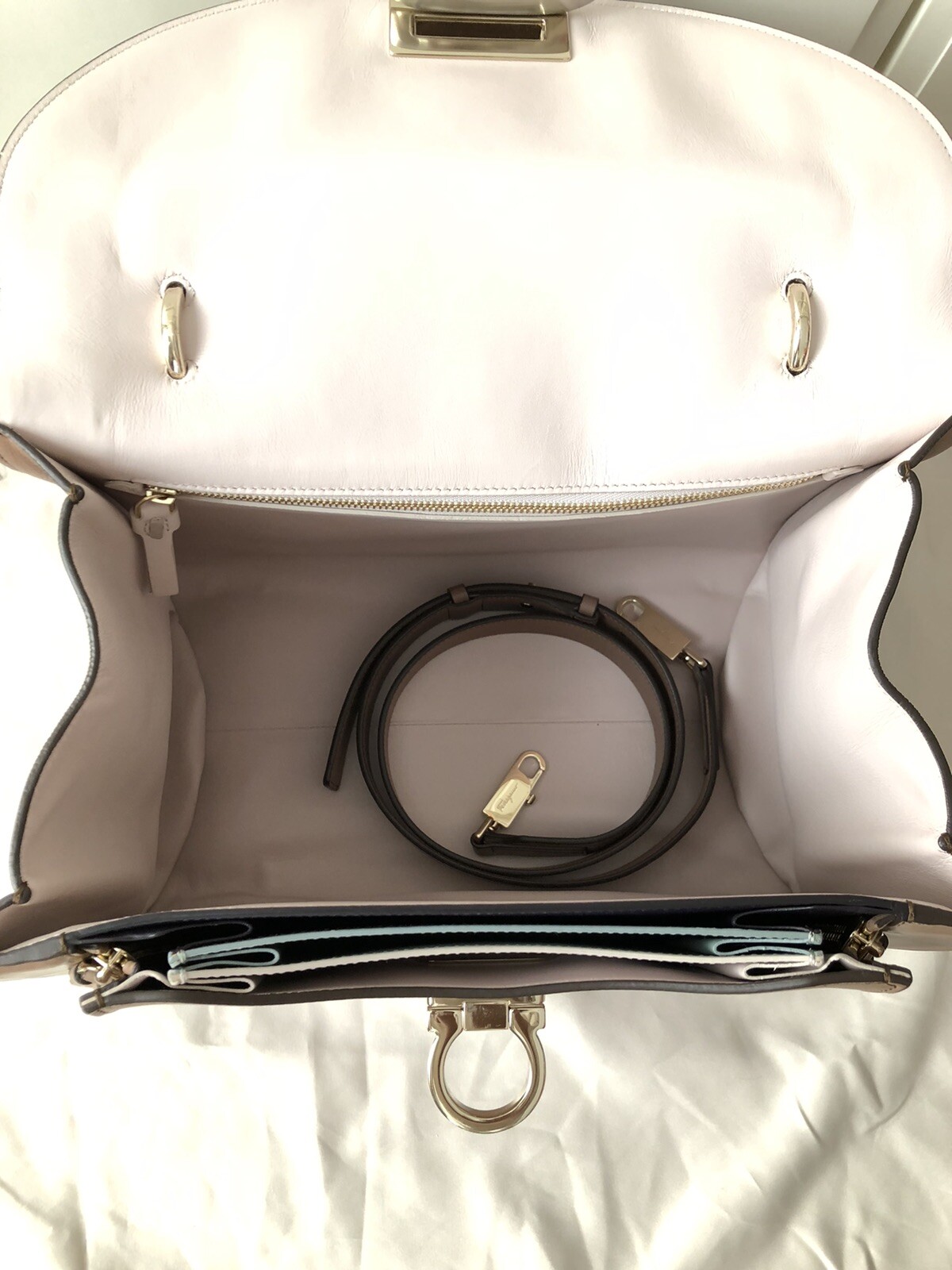 Salvatore Ferragamo Moka Calf “Jasmine FL Skin ” Bag, Handbag, 21-G880
