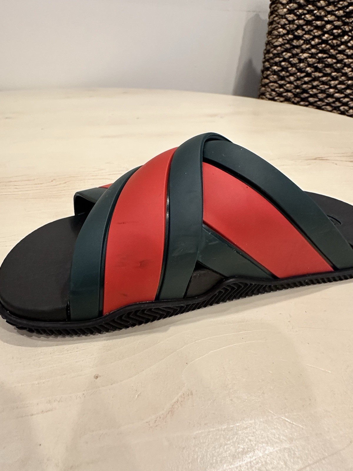 Gucci Web Stripe Rubber Slide Sandals Red Green COA GG Logo Women’s Size 5 35eu