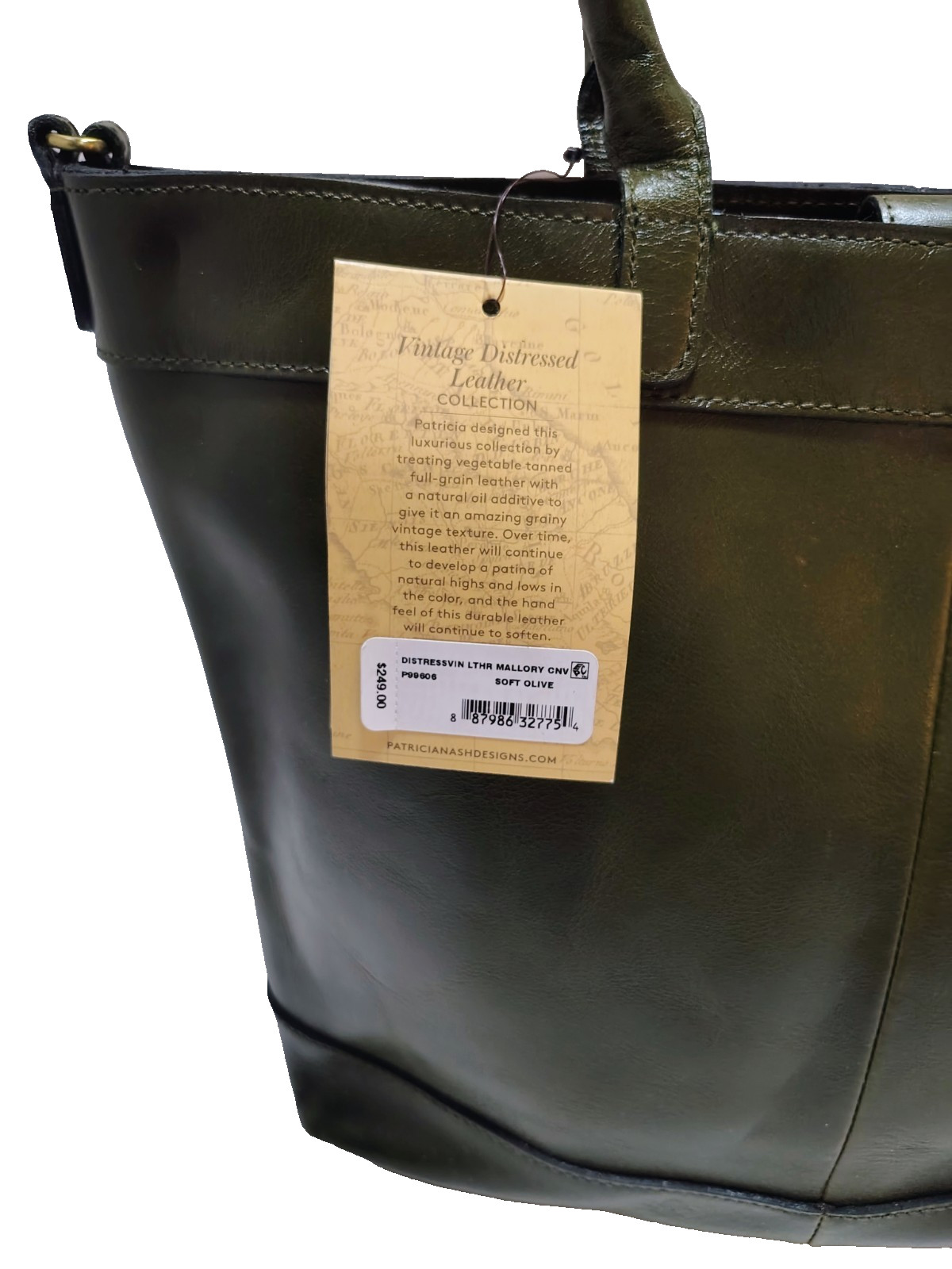 Patricia Nash Mallory Convertible Tote Soft Olive Leather Bag NWT MSRP $249 P996