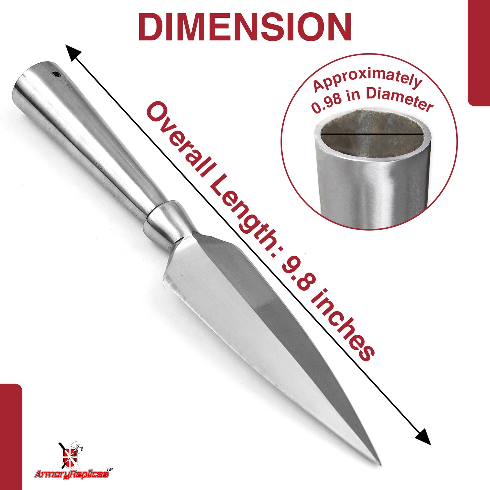 Bloodborne Raider High Carbon Steel Leaf Shaped Sharpened Spear Head Silver