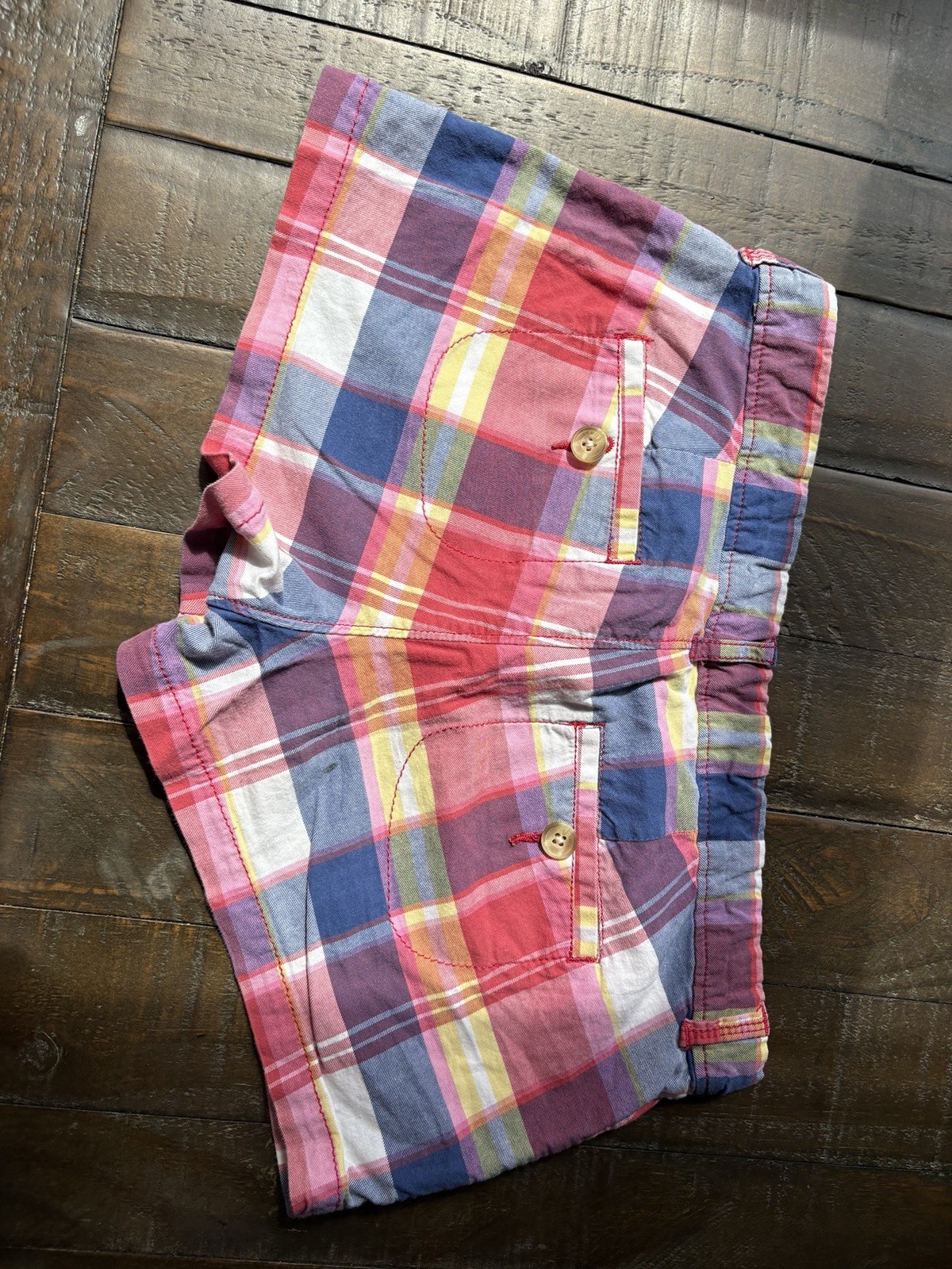 Y2K Abercrombie & Fitch Men’s Plaid Chino Shorts Cotton Twill Pockets Pink
