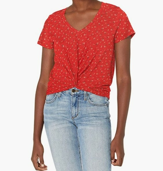 Lucky Brand Women’s Short Sleeve V Neck Floral Tee T Shirt Size L