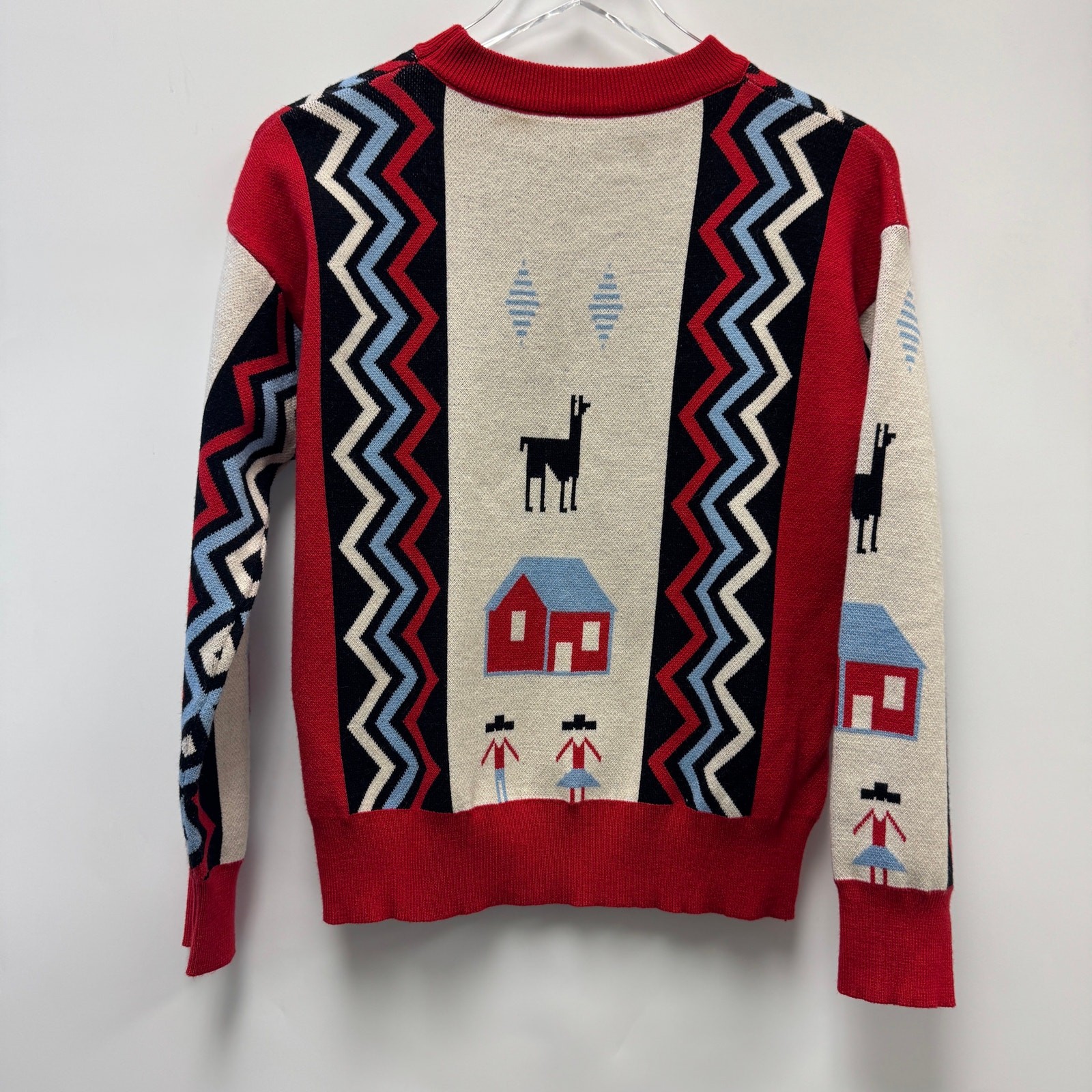 Southwestern Western Cowboy Novelty Print Crewneck Sweater Sz S/M