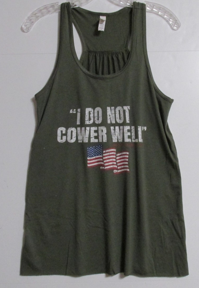 Women’s Bella+Canvas Patriotic “I Do Not Cower Well” Flowy Racerback Tank XL