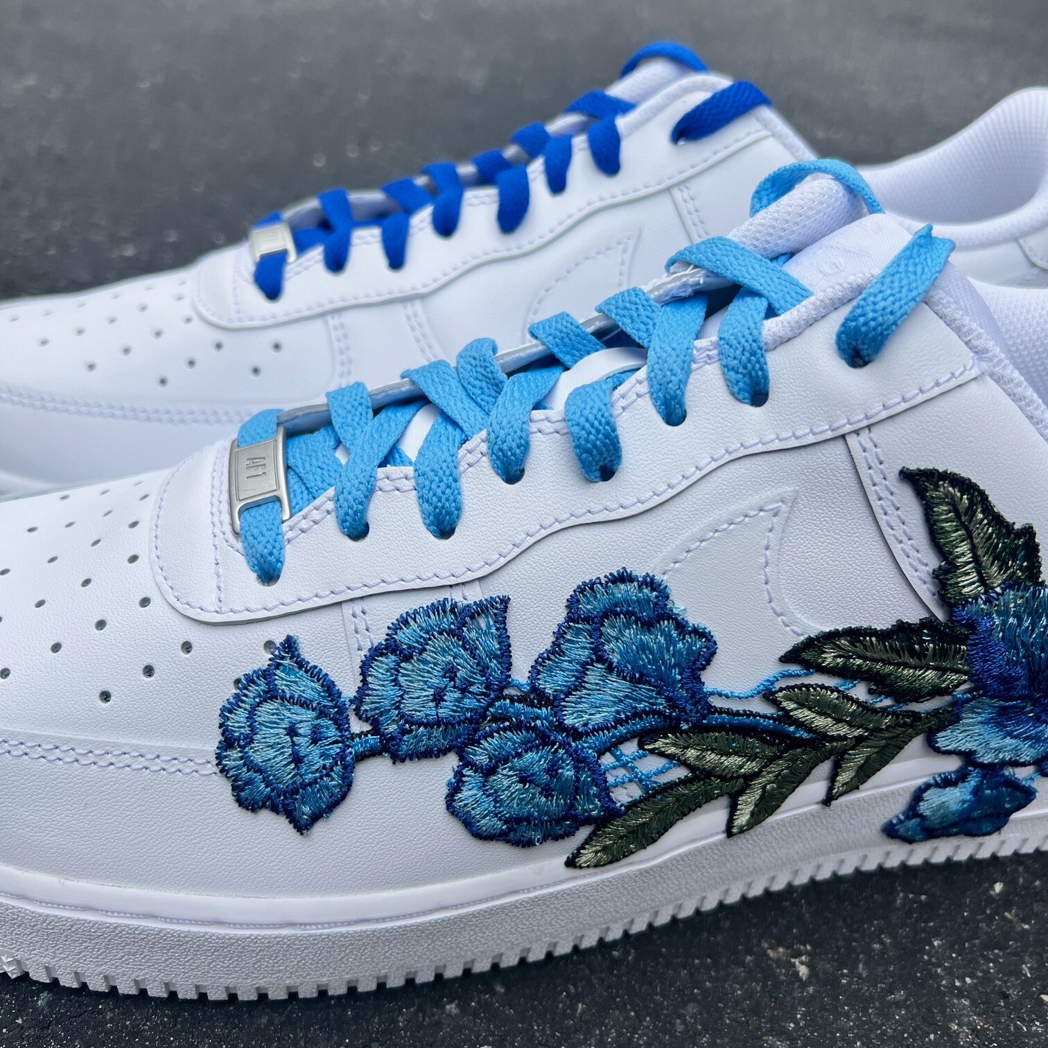Air Force 1 Custom Rose ‘Blue Bloom’ Floral Shoes Mens 8 8.5 9 9.5 10 10.5 11 12