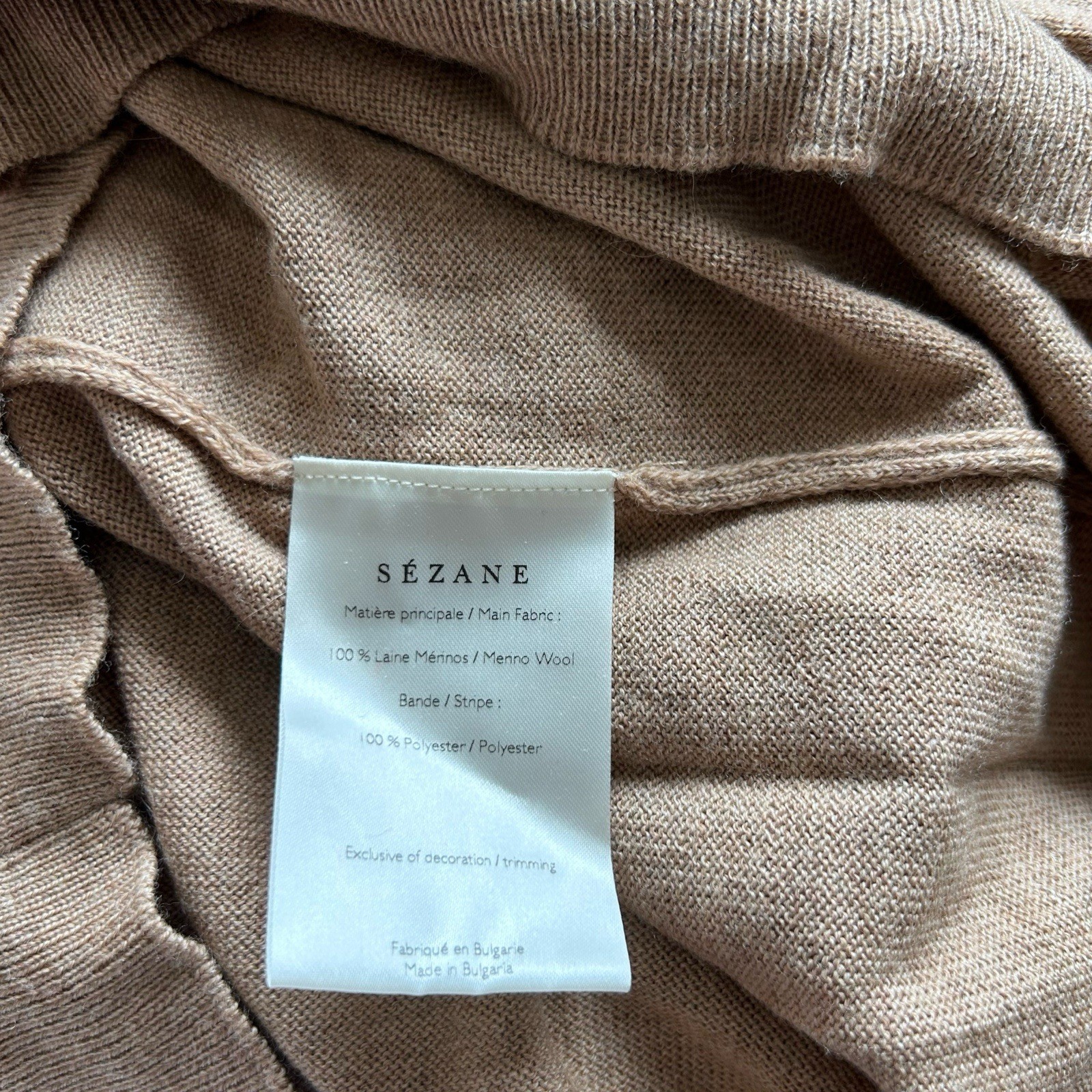 Sézane Jacob Brown Merino Wool Sweater Jumper