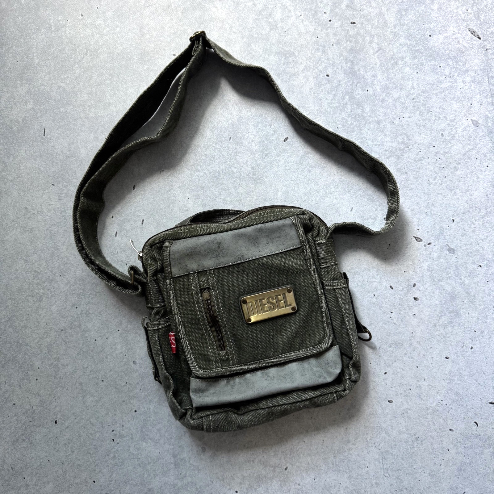 Vintage Diesel Crossbody Bag Cotton Multipocket Distressed Bag Y2K